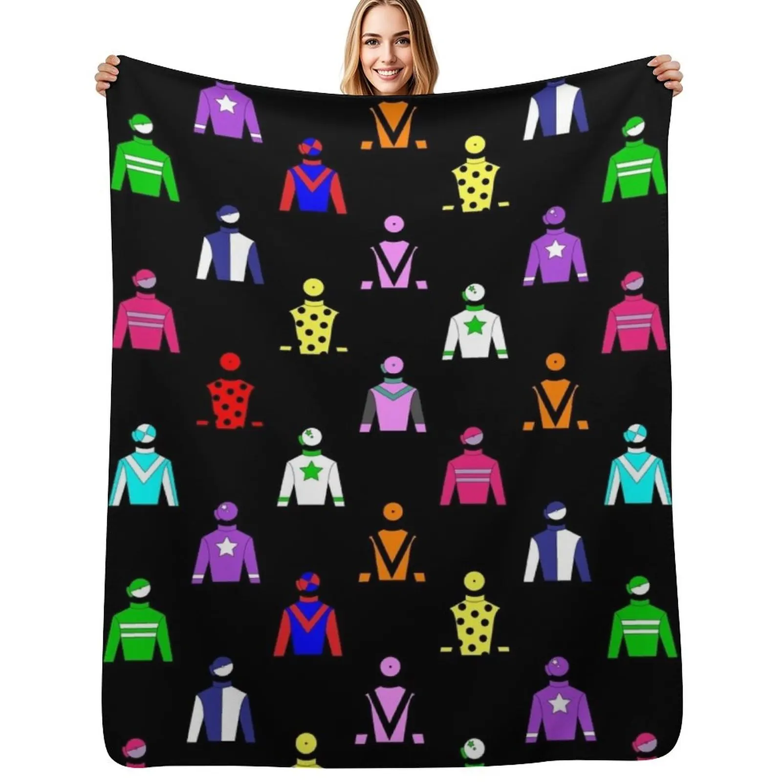 

Horse Racing Jockey Silks Throw Blanket Air Conditioner Soft Blanket for Office Home
