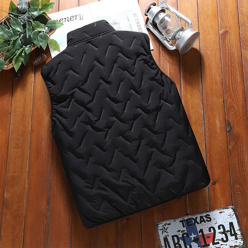 Herrenweste, warme ärmellose Jacke, wasserdichte Winterjacke mit Reißverschluss, winddichte Weste, warme dicke Weste, Freizeitjacke. – Detail 5