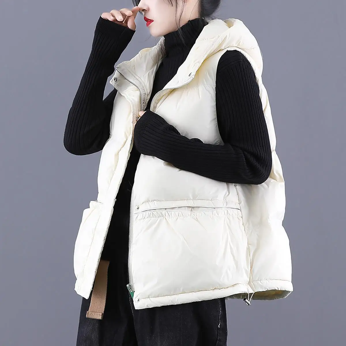 المرأة بطة أسفل سترة قصيرة مقنعين أكمام سترة منفوخة امرأة الشتاء صدرية ماكس مارا بوخهوفيك VT-365 abrigos de mujer