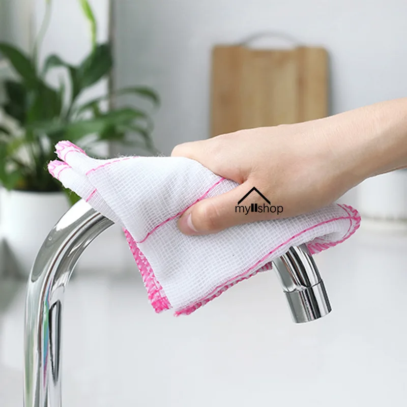 2/5pcs Kitchen Towel 5-layer Cotton Dishcloth Super Absorbent Non-stick Oil Reusable Cleaning Daily Dish Fiber High-quality Rags