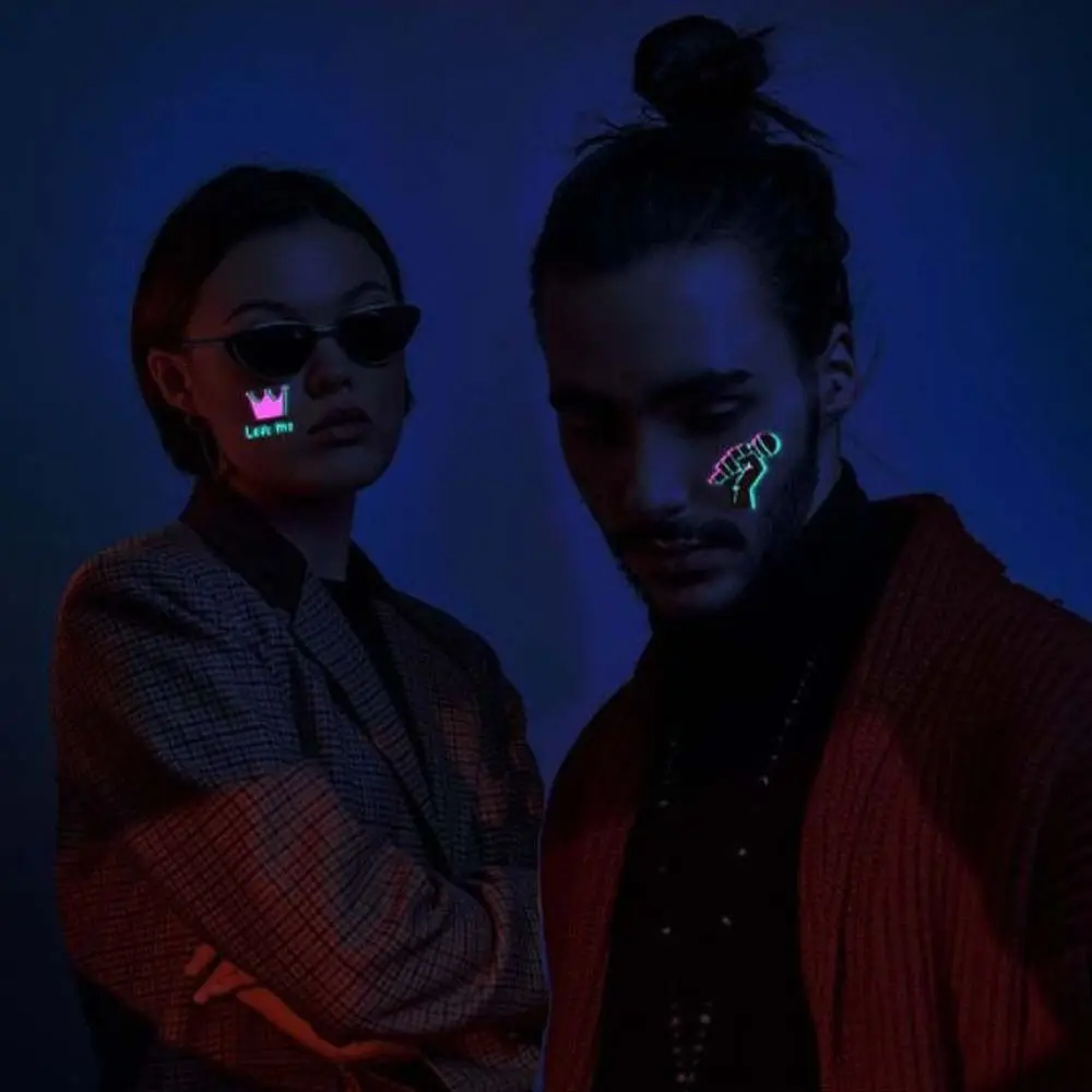 

20 листов светящихся в темноте наклеек-тату, безопасных для кожи, с мультяшными рисунками, для концертов, одноразовые декоративные наклейки-тату