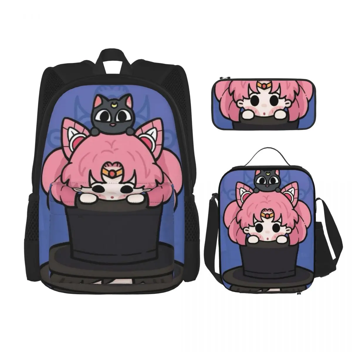 Q-Sailor' Moon Student backpack, crossbody dining bag, storage pen bag, 3 piece set