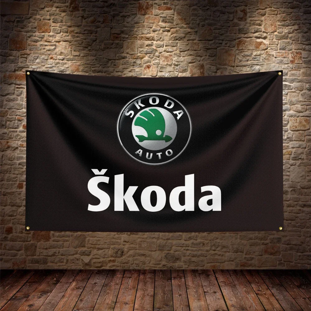 3X5Ft Skodas Racing Car Flag Polyester Printed Car Banner For Decor