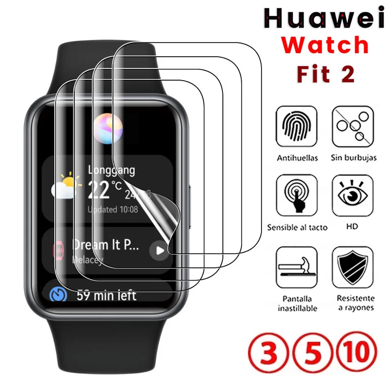 1-10PCS 9D Curved Soft Protective Glass For Huawei Watch Fit 2 Full Screen Protector Films for Hauwei Smartwatch Accessorie