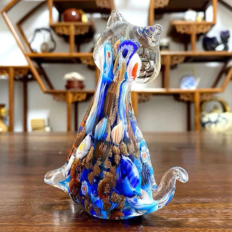 Modern Artificial Crystal Cute Cat Ornaments Home Living Room Decoration Accessories Interior Office Desktop Decor Gift
