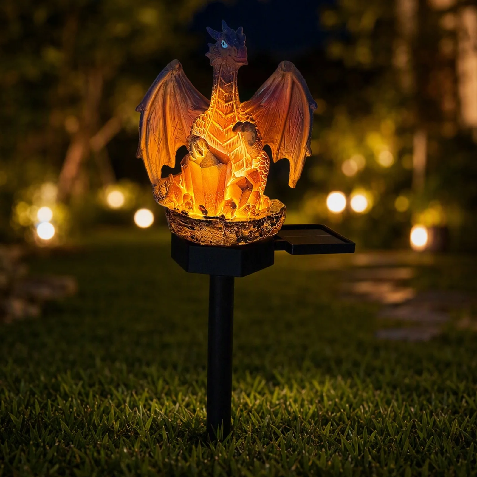 Solar Powered Fantasy Dragons LED Stakes Weatherproof Gothic Medieval Statue Lamp Multi-Purpose for Housewarming Fantasy Lovers