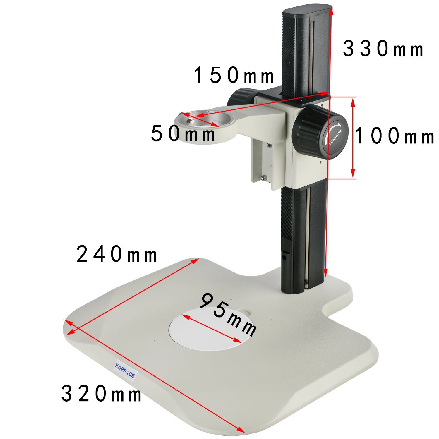 KOPPACE 23X-153X 3D Industrial Microscope Lens 360 Degrees Manual Rotation Lens Working Distance 30mm With Bracket