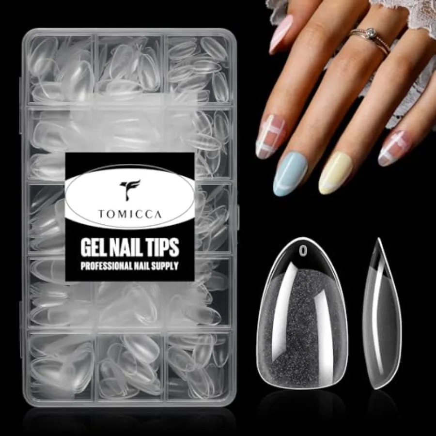 Korte amandel nageltips 15 maten 240 stuks acryl nagelkit met amandel nageltips Heldere PrOn nagels voor verlenging DIY manicureset G