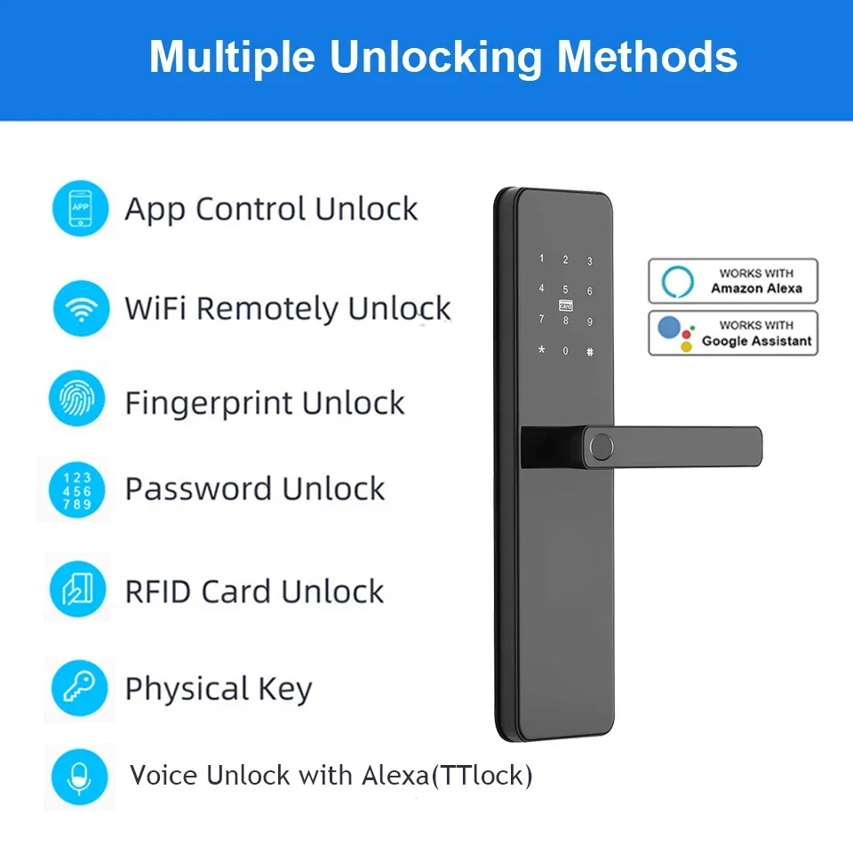 005Cerradura Inteligente Con WiFi Tuya App Electronic Fechadura Digital Biometric Fingerprint Door Handle Keyless TTlock Smart L