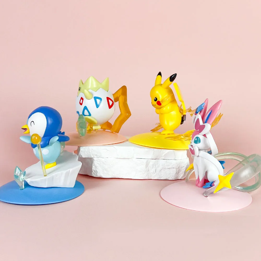 流行のポケモン特殊効果フィギュア - ピカチュウ、トゲキス、クレフェアリー、ゼニガメ アニメコレクタブルモデルデコレーション
