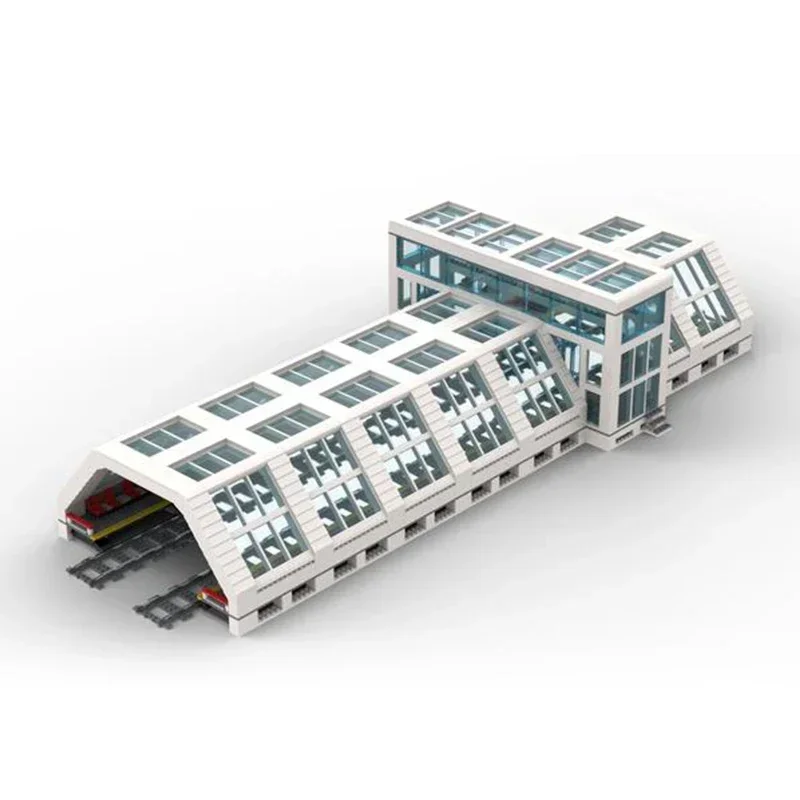 Stad Straat Uitzicht Model Moc Bouwstenen Moderne Treinstation Technologie Modulaire Blokken Geschenken Kerstspeelgoed Diy Sets Assemblage