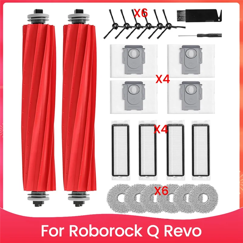 

ABUF-для Roborock Q Revo робот-пылесос, вращающиеся щетки, фильтры, мешки для пыли, подушечки для швабры, боковые щетки, комплект аксессуаров