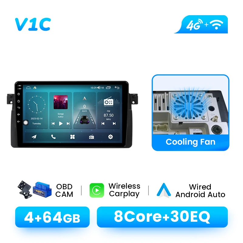 AI Voice Draadloze CarPlay Autoradio Multimedia Voor BMW E46 M3 318/320/325/330/335 Android Auto Multimedia GPS 2Din Autoradio 128G