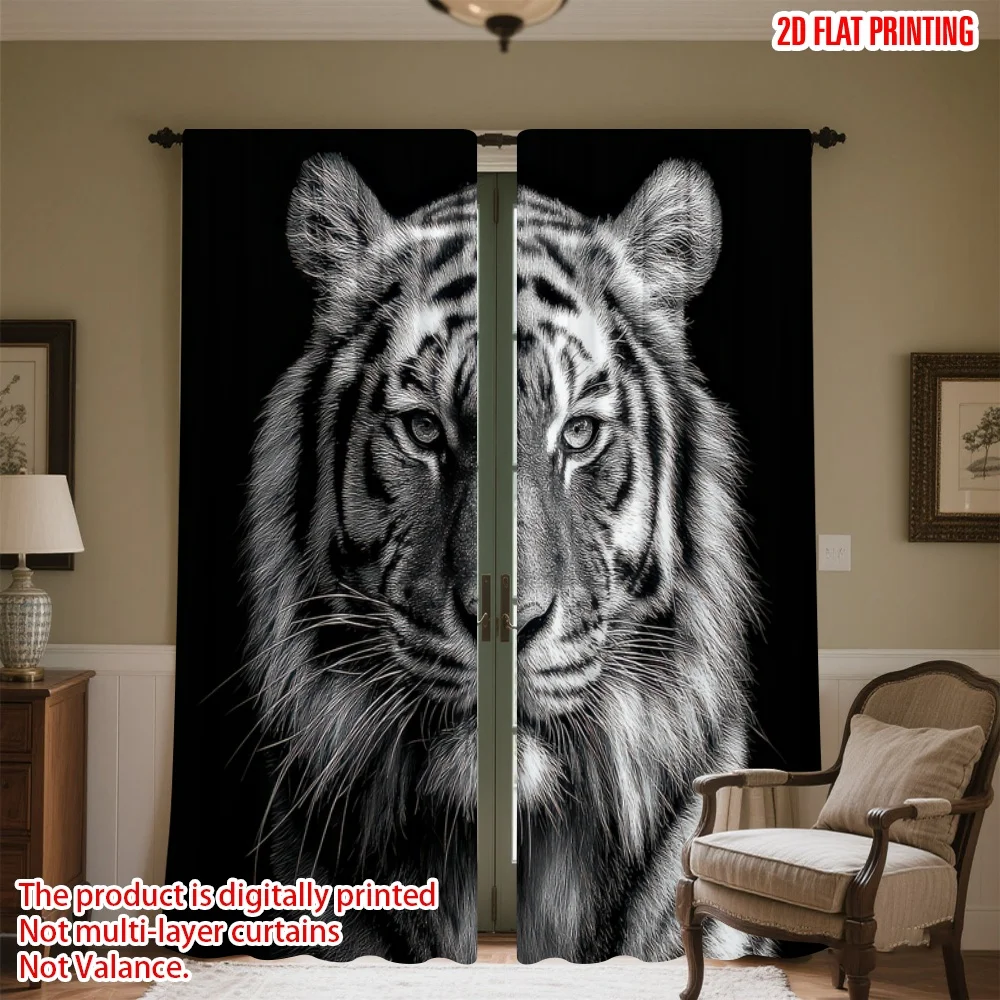 

2D flat printing 2pcs Scene Curtains Furry Animal Ears Digital Printed Polyester Drapes Party Decorations Perfect for Indoor
