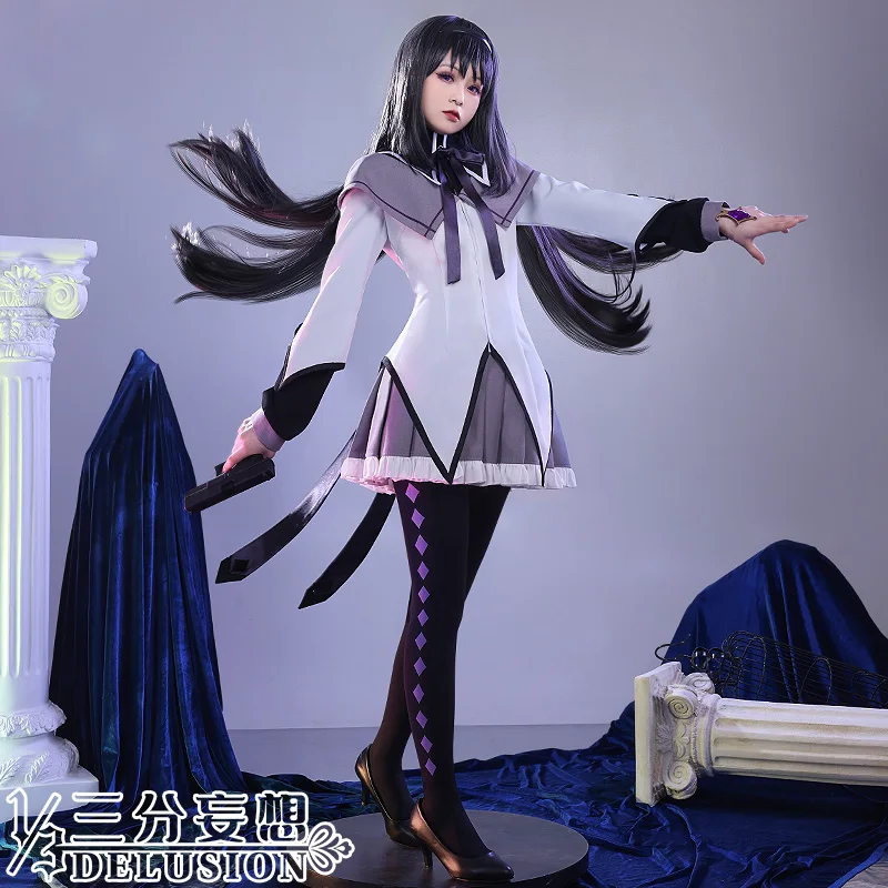 

COS-HoHo Anime Puella Magi Madoka Magica Akemi Homura Sweet Lovely Uniform Cosplay Costume Halloween Women Casual Clothing