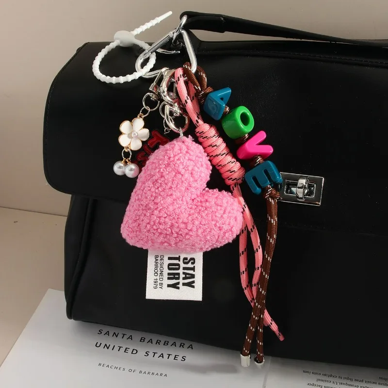 Sweet Cool Plush LOVE Heart Ornaments Premium DIY Charms for Keychains Lanyard Decor Accessories Birthday Gift