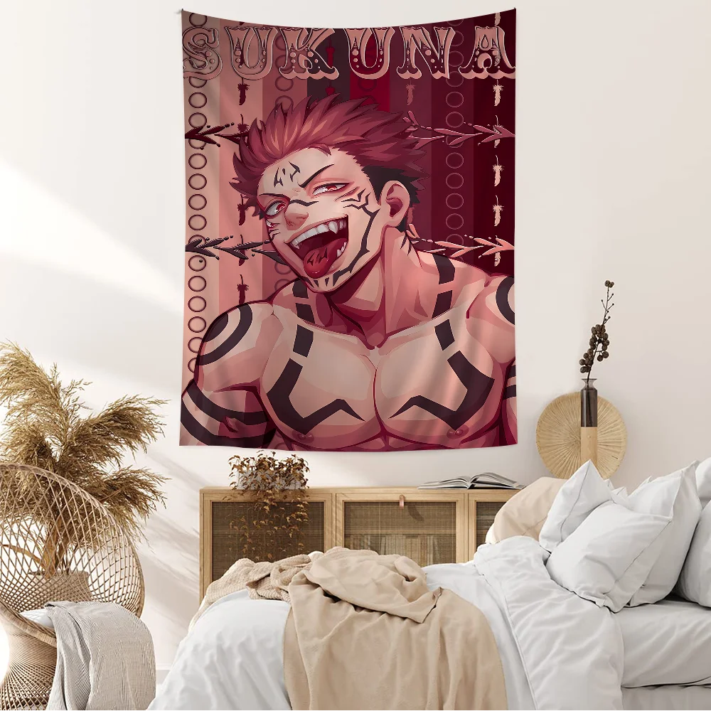 Jujutsu Kaisen Ryomen Sukuna Cartoon Hippie Wall Hanging Tapestries Bohemian Wall Tapestries Mandala INS Home Decor