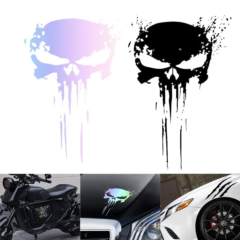 

1pcs Motorcycle Stickers Skull Demon Claw HAHA Decals Stickers for Motorcycle Car Helmet Black Laser Reflective Moto Decals