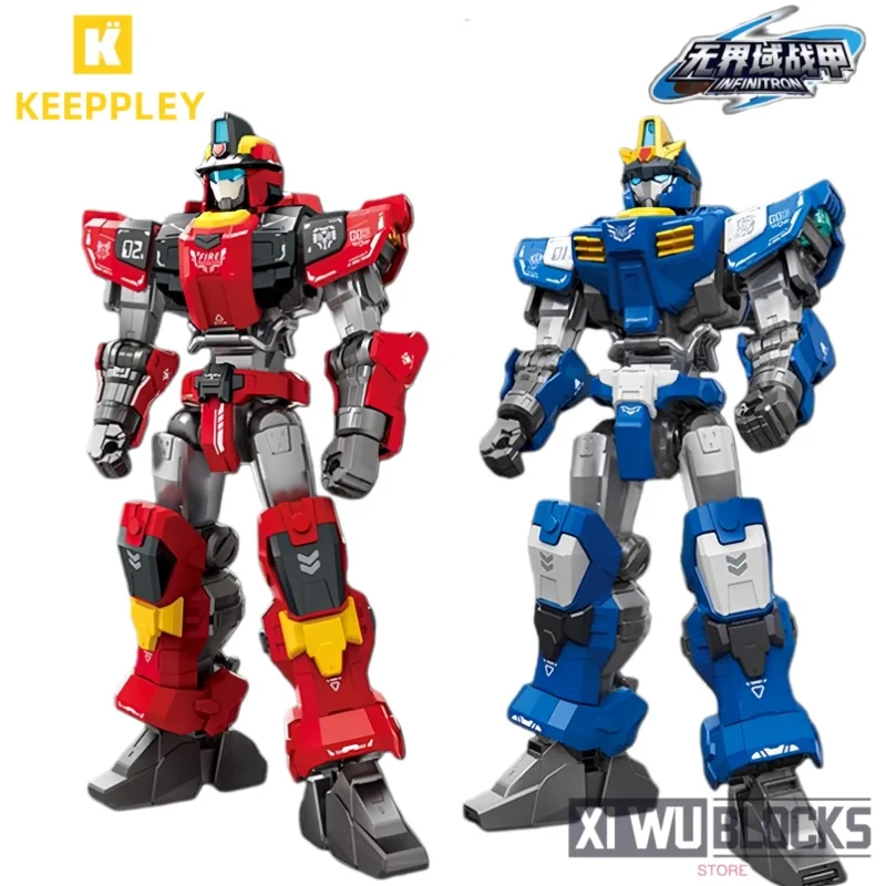 Armadura de dominio sin límites Keeppley, montar bloques de construcción para hombre, rescate contra incendios, modelo Mech móvil, colección, juguete para regalo ornamental