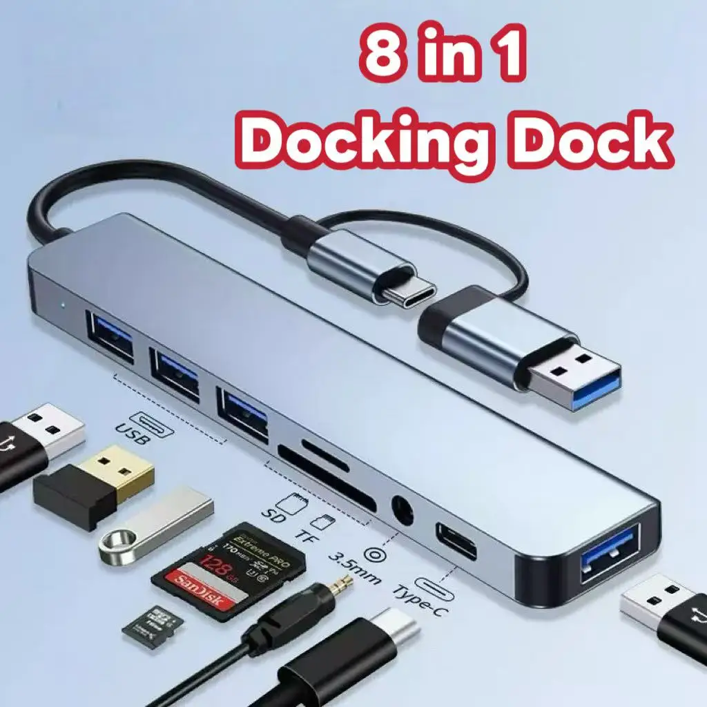 

Eight-in-one docking docking usb3.0 docking docking TF/SD card reader notebook docking docking usb hub