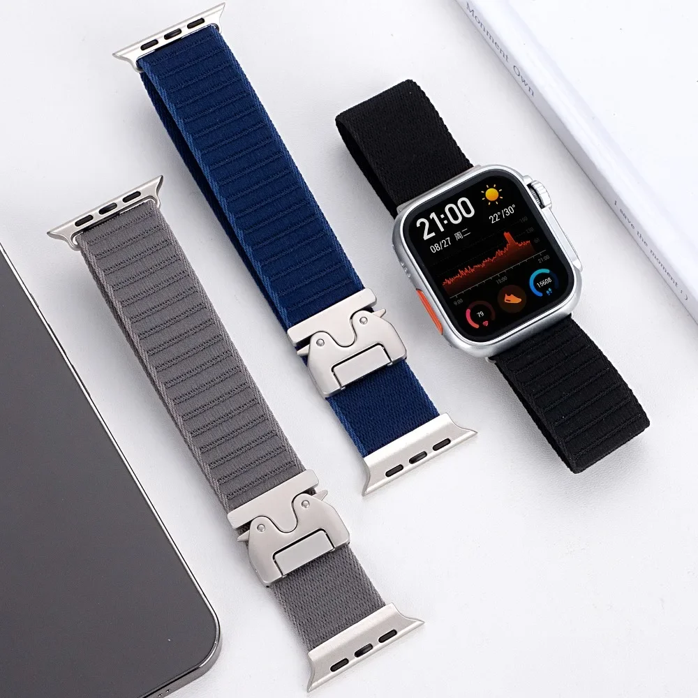 Nylon Sport Loop for Apple Watch Strap 49mm 46mm 45mm 44mm 42mm 41mm 40mm Alpine Band Iwatch Series SE 10 9 8 7 6 Ultra 2 correa