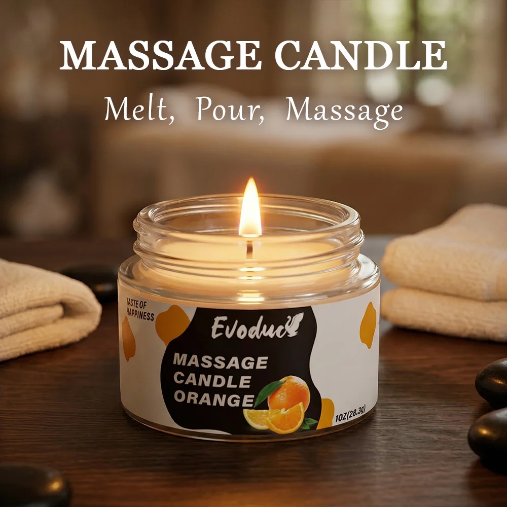 Vela de Masaje con Aceite de Naranja Dulce y Cera de Soja de Baja Temperatura, para Hidratación Profunda de la Piel, Cuidado Relajante, Spa, Baño, Regalos para Parejas, Navidad