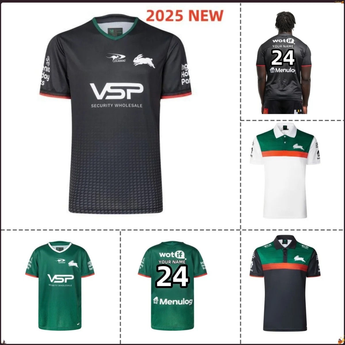 South Sydney Rabbitohs 2025 Black Training Shirt Sizes; S-5XL