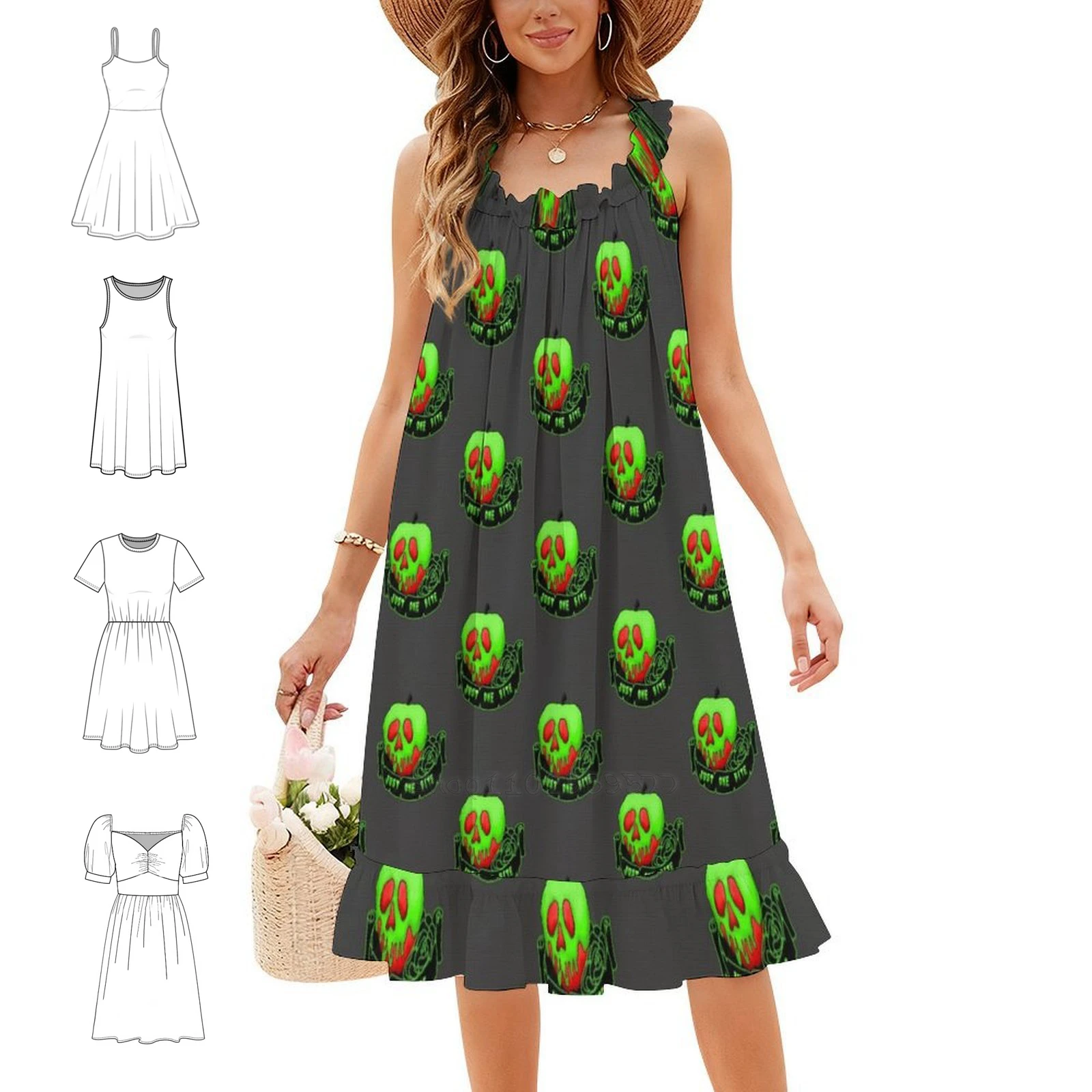 ed Bohemian Sleeveless Dress For Women Print Beach Party Dresses ous   Snow White Women's Dress