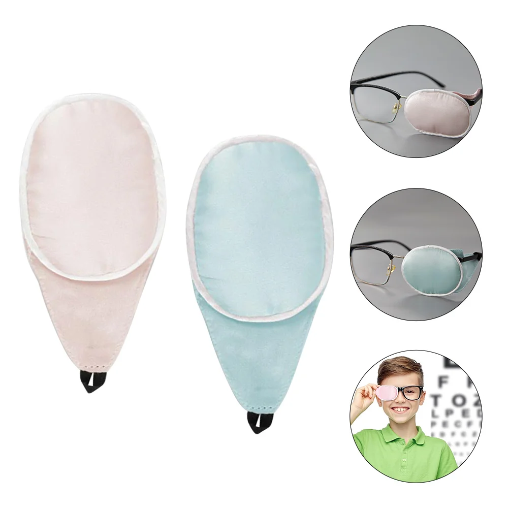 

2 Pcs Glasses Cover Cloth Eye Patches for Lazy Kids Silk Amblyopia Bandage Single