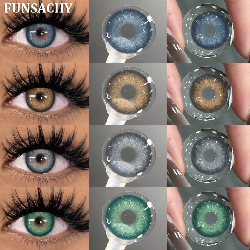 FUNSACHY 1 Paar natürliche Kontaktlinsen für Augen, blau, braun, Augen-Make-up, grüne Pupillen-Augenfarbe, modische Schönheit, Softlen, jährlich