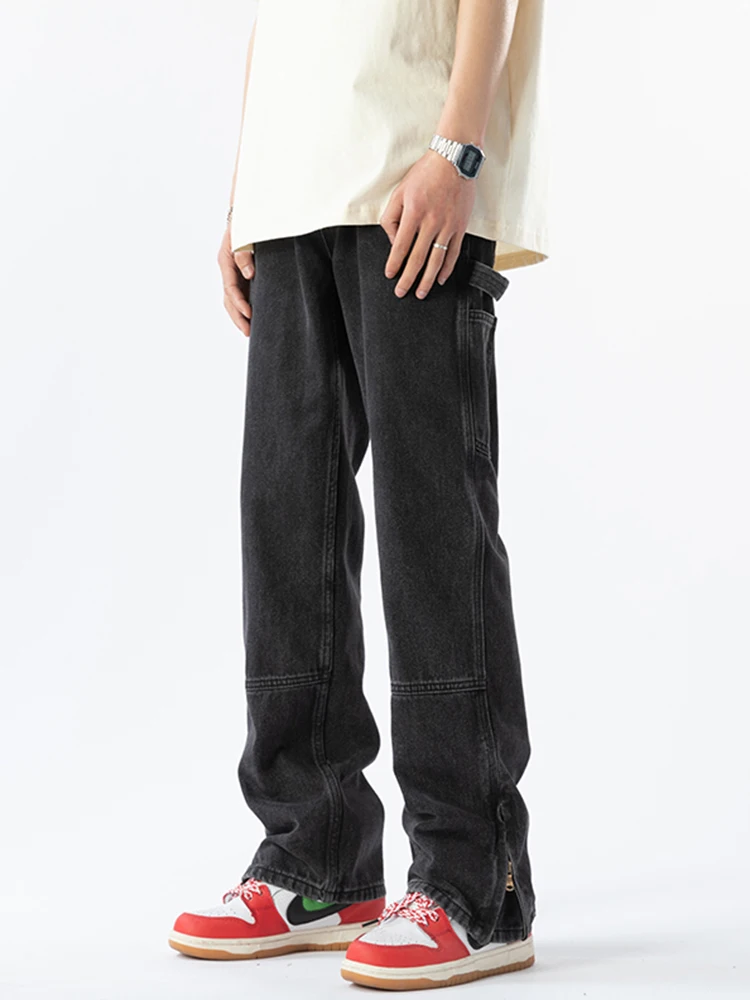 

Black Casual American Style Loose Straight Leg Jeans for Men Spring Autumn New Arrival Trendy Brand Jeans mid Waist Long Pants