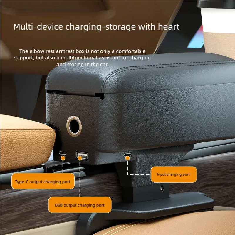 Organizzatore per console centrale per auto a doppia funzione con ricarica rapida Portabicchieri QC 3.0 Vassoio portaoggetti per sedile posteriore Organizzatore per veicoli automatici