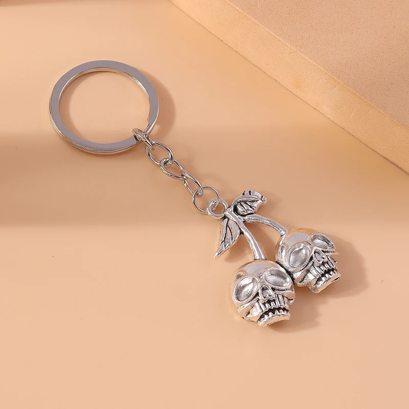 Punk Metall Schädel Kopf Schlüssel bund für Auto Schlüssel Frauen Männer Handtasche Anhänger Schlüssel ringe Zubehör DIY Schmuck Geschenke – Detail 5