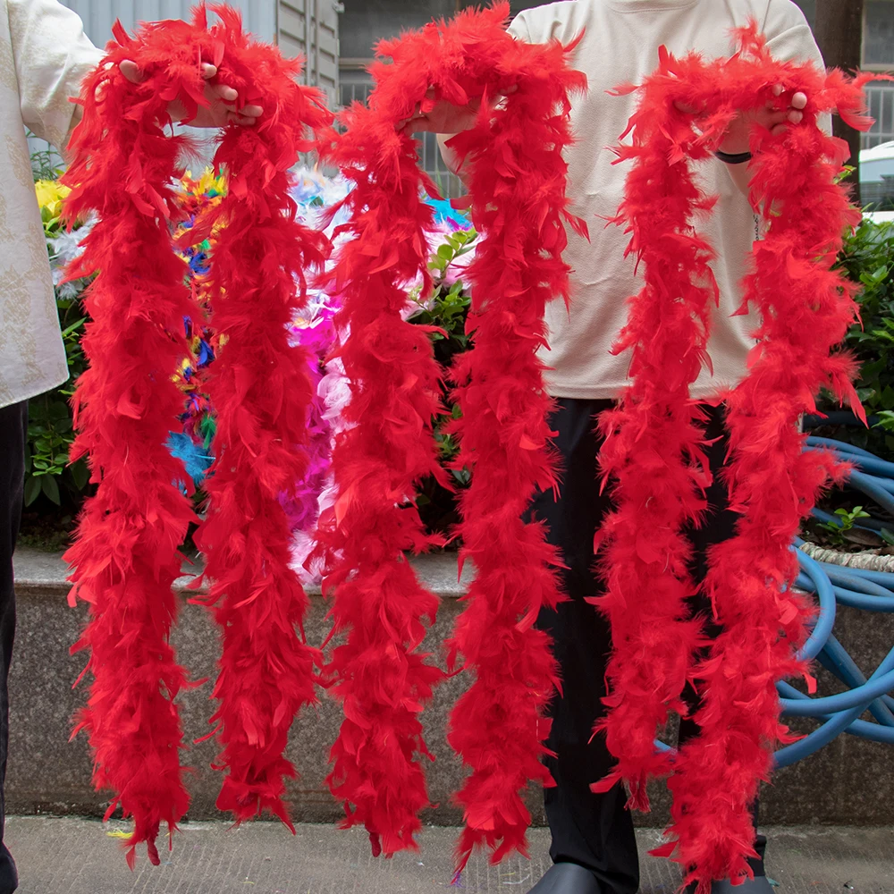 2Yards Turkey Feather Boa 40G 60G 90G Red Marabou Boa Plume Scarf/Shawl for Crafts Fluffy Pluma boa Costume Dress Wedding Party