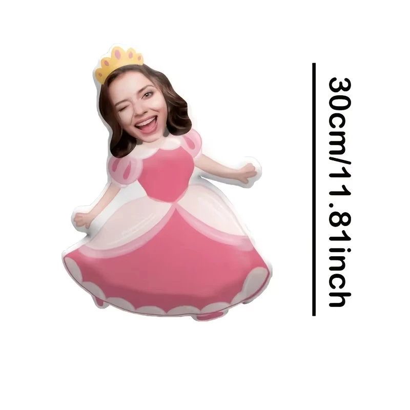 Custom Face Princess Shape Plush Pillow, DIY Personalized Photo Humanoid Cushion, Pink Crown Girl Doll, Unique Birthday