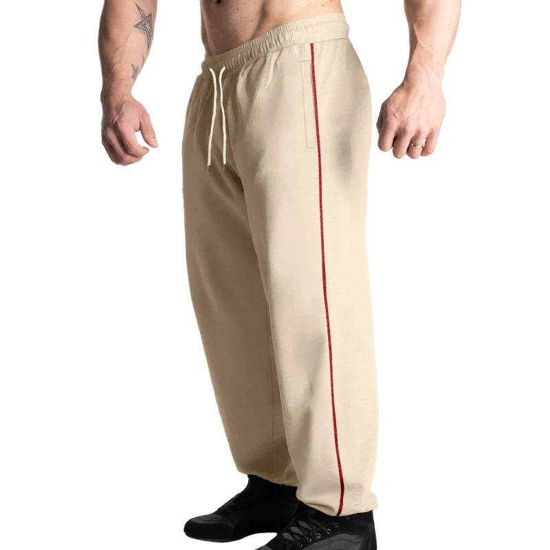 2024 Spring And Autumn New Sports Men's Pants Classic Stripes Straight Tube Loose Large Size Drawstring Casual Men's Pants
