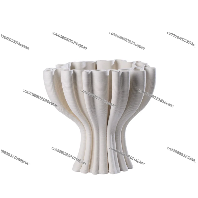 Three-dimensional Geometric Ceramic Crafts Fold Flower Pot Compote Abstract Ceramic Sculpture Home Decoration Accessories