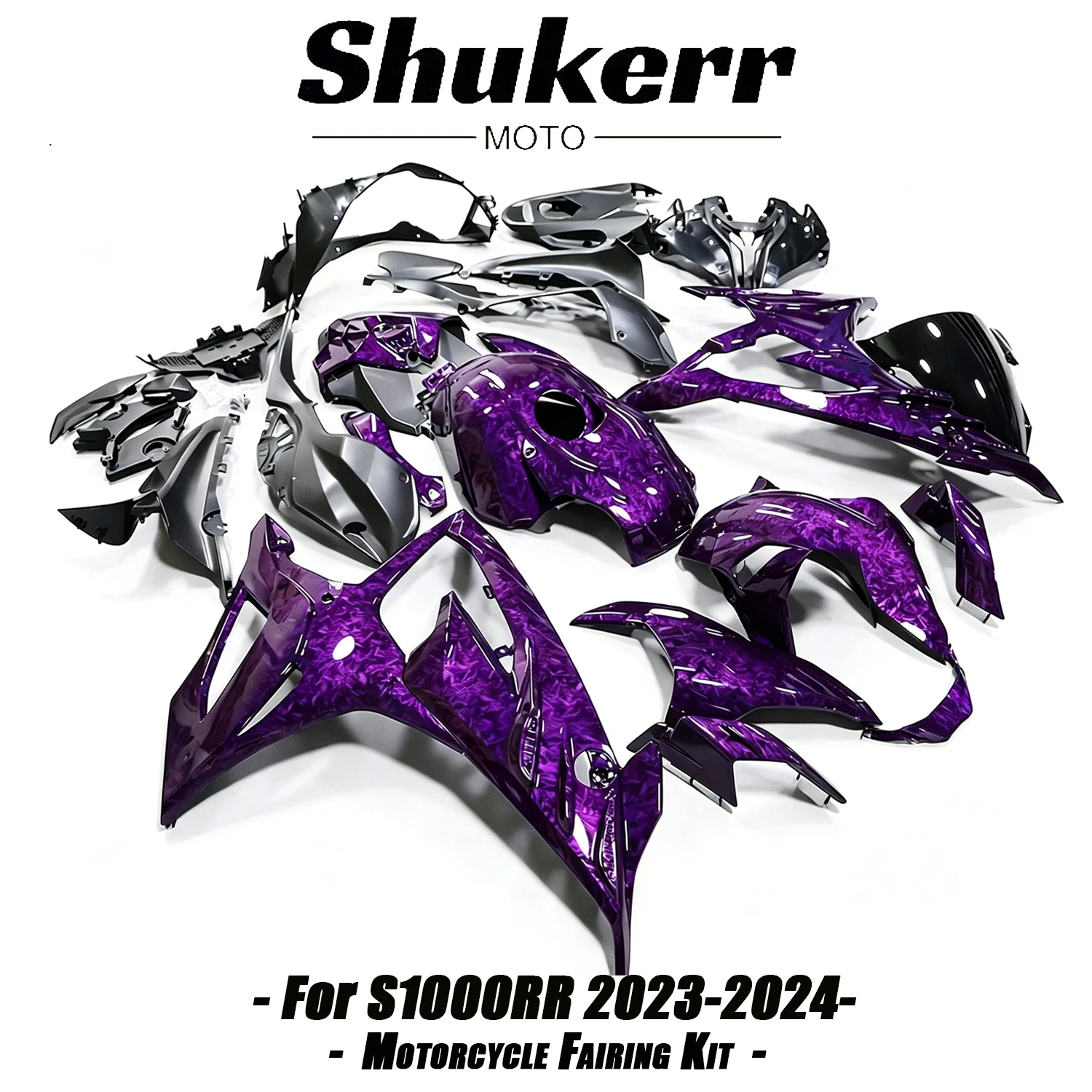 Fit for Bmw S1000Rr M1000Rr 2023 2024 Forged Carbon Fiber Purple Motorcycle Plastics Fairing Injection Mold Bodywork Panel Kit