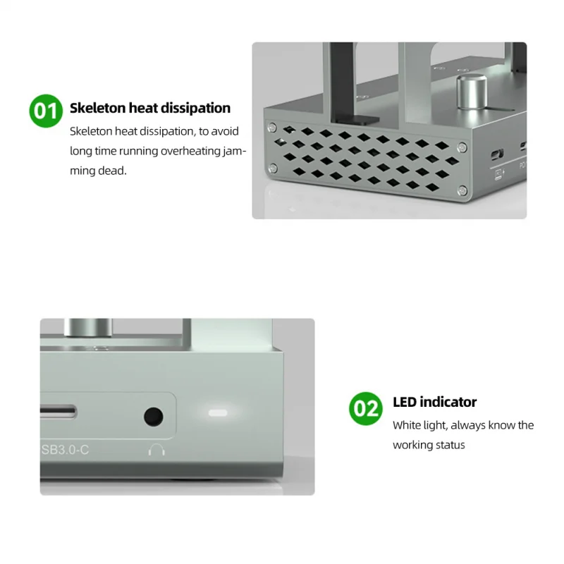 Aluminum Alloy 11 In 1 Notebook Vertical Docking Station 4K 60Hz Hdmi-Compatible Type-C Usb 3.0 Adapter Pd 100W for Macbook Pro