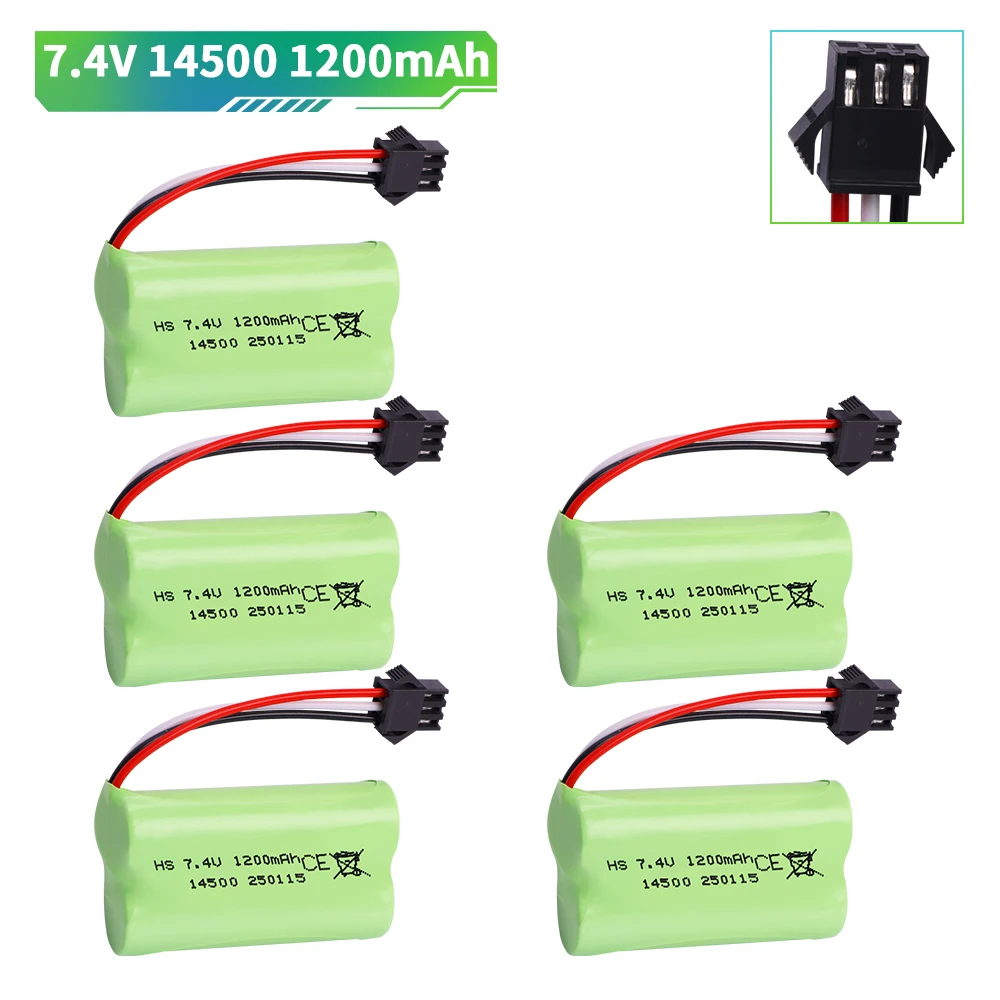 14500 7,4 V 1200 mAh SM-3P Stecker Li-Ion Akku Für Fernbedienung wasser kugel pistole Spielzeug RC Teile 2S 7,4 V Batterie und USB Ladegerät