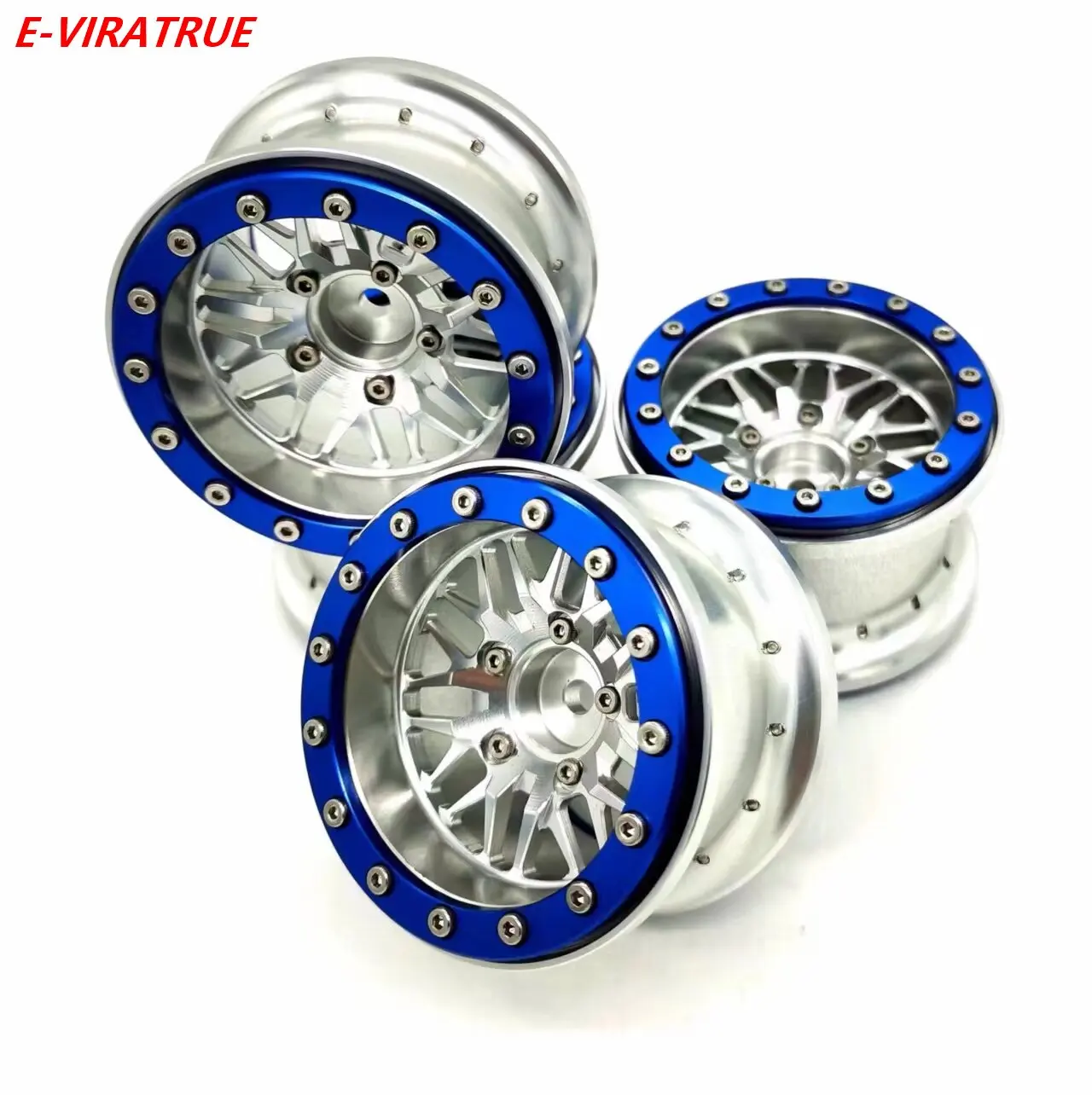 E-VIRATRUE 2.2''Alu Wheel For Axial RBX10/SCX10/Gilamon&TRAXXAS TRX-4 Sport High Trail Edition/&Losi Hammer Rey U4 1/10 4pcs