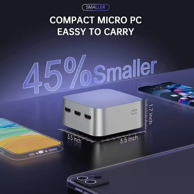 T8 Plus Intel 12th Twin Lake N150 Quad Core Mini PC 512 GB SSD Windows 11 16 GB LPDDR5 Dual-Gigabit-Port WiFi5 BT4.2 4K HD Mini-PC