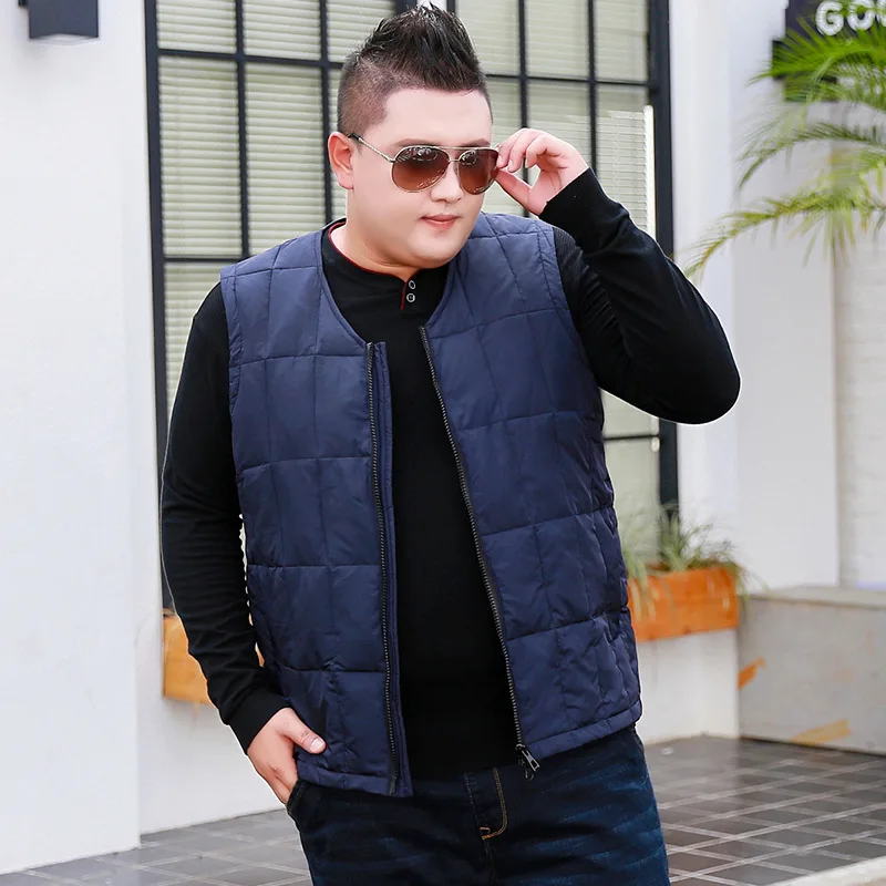 Autumn Winter 10XL 9XL 8XL Warm Basic White Duck Down Vest Men Sleeveless Lightweight Waistcoat Plus Size V-neck Parkas Dad Gift