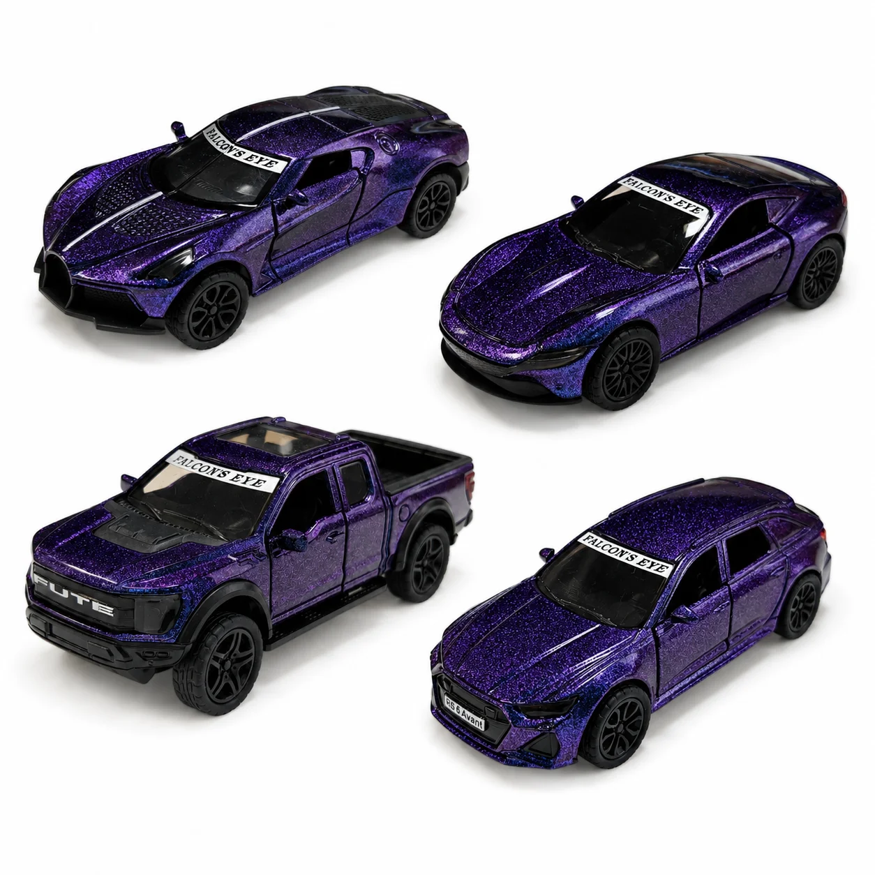 (Corrugated Box) 1/36 Scale, Purple Glitter Finish Style Toy Car, Strong Spring, Metal Casting, Boy's Toy, the Best Gift.