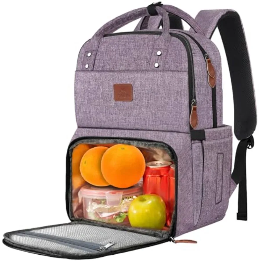 

Womens Backpack with Lunch Compartment Fits Laptop Backpack Water Resistant Cooler Backpack Tote Food Bag for Work College Trav