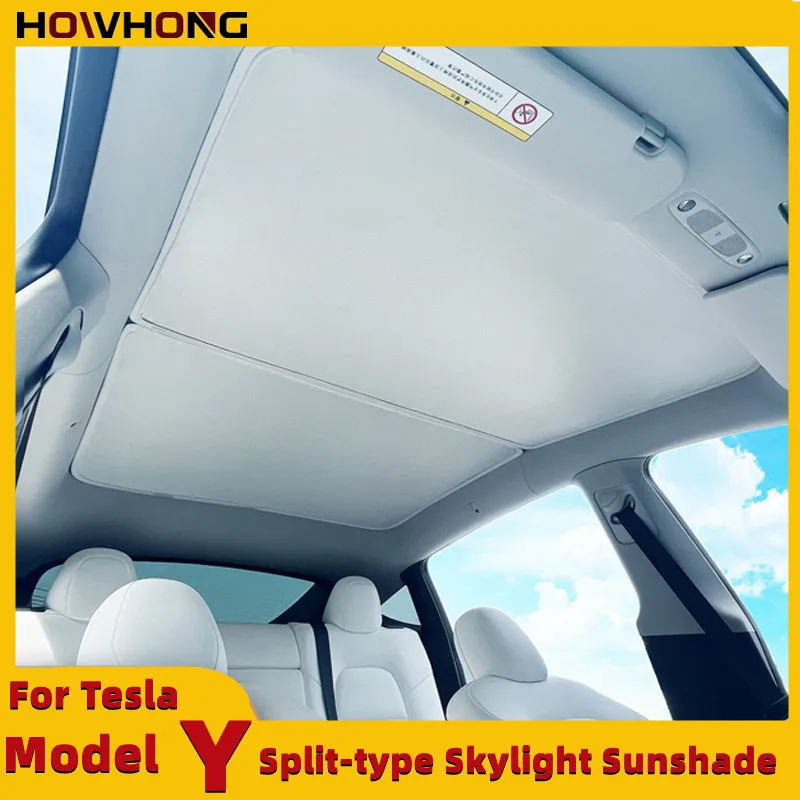 Sunshade For Tesla Model Y Split-type Skylight Sunscreen Heat Insulation Glass Sunroof Mesh Custom Make Car Interior Accessories