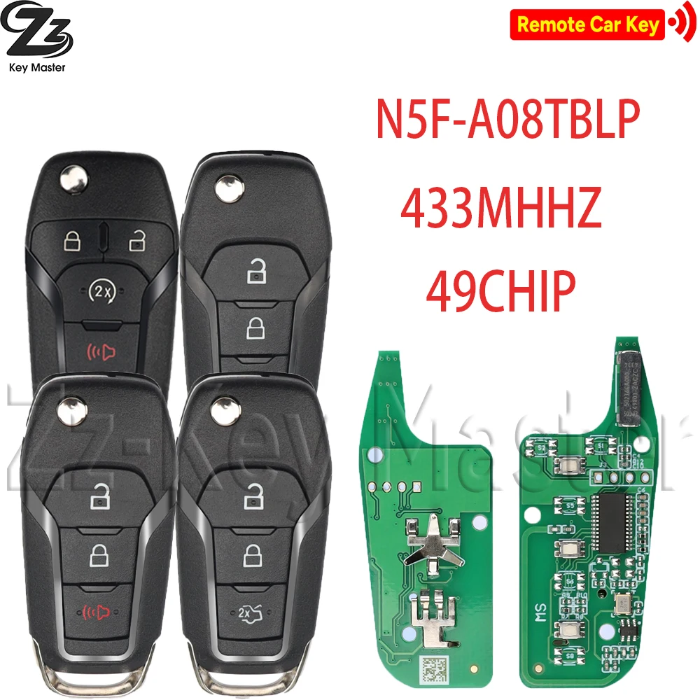 

Zz 49 CHIP 433MHZ DS7T-15K601-B N5F-A08TAA Flip Car Remote Key For Ford Escort Transit Explorer Fusion 2013-2021