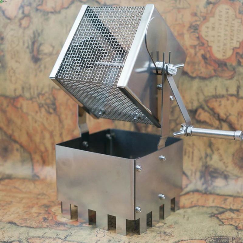 Hand-Cranked Coffee Roasting Machine for Home Use Stainless Steel Manual Coffee Bean Roaster for Small Batch Roasting for