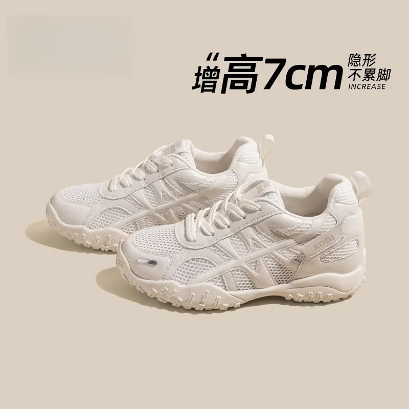 

7cm Women's Height-Increasing Training Shoes 2025 Summer new style mesh breathable retro fashion versatile sports casual shoes