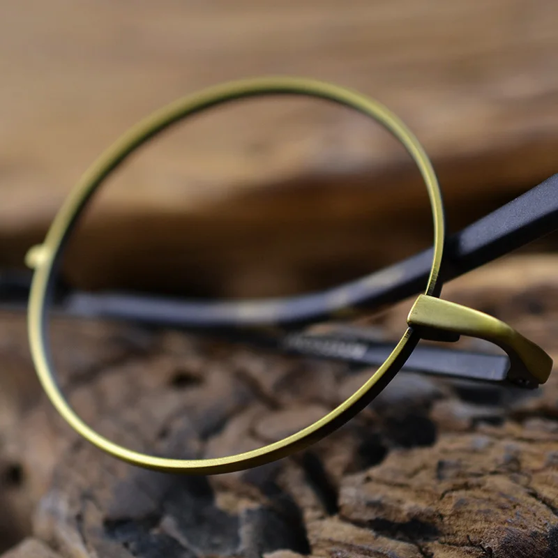 HDCRAFTER 13.5g Light New Vintage Round Men Metal Reading Glasses Frame Prescription Optical Eyewear Frames Clear Lens For Women